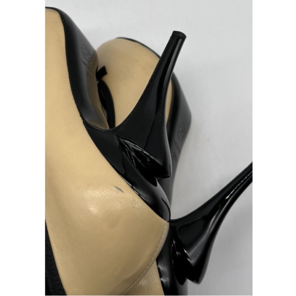 CHANEL Off-White Leather Peep Toe Pump w/ CC Logo Bow + Grosgrain Trim sz 38.5 - Picture 6 of 11